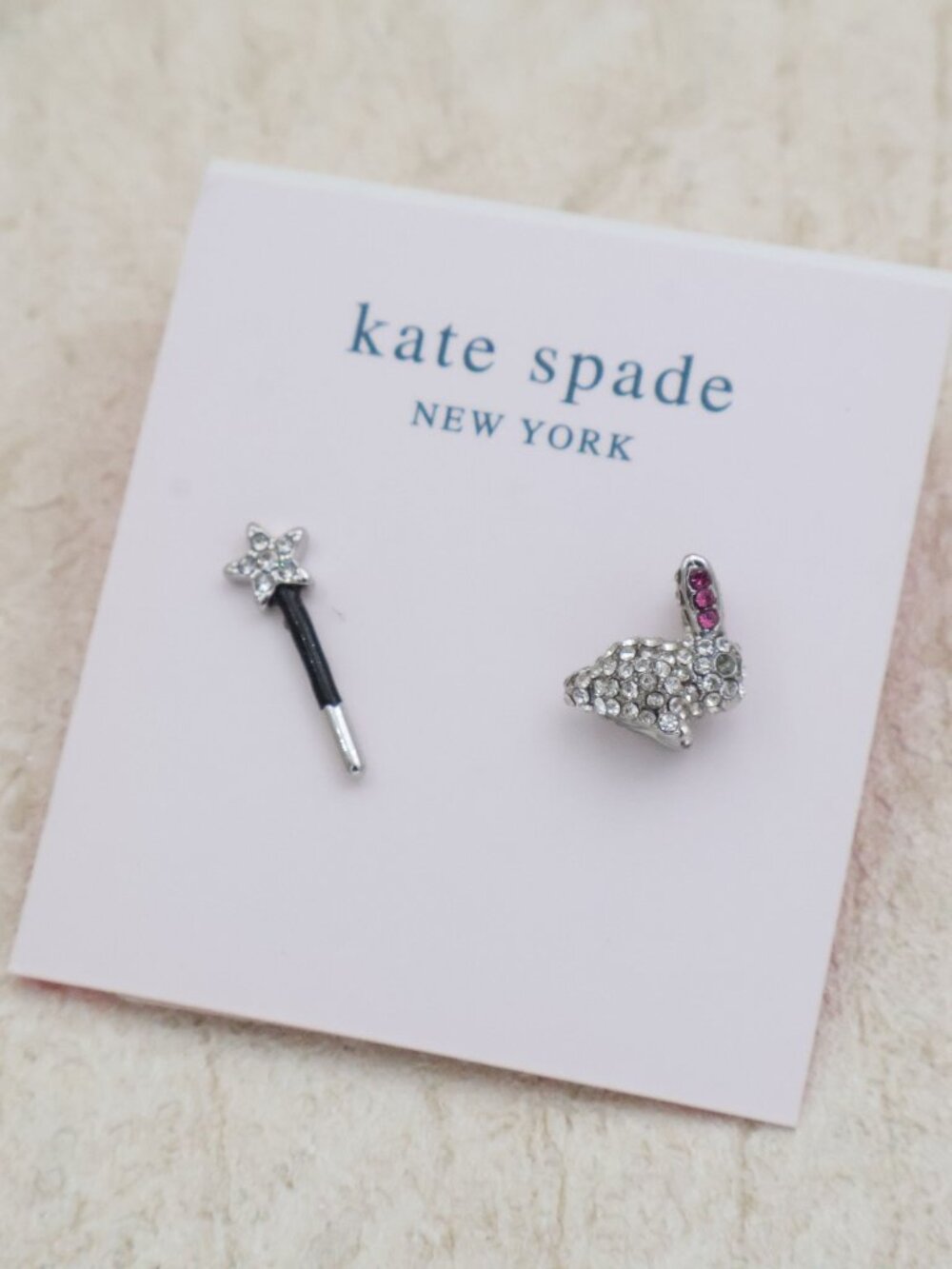 Kate Spade Starring Bunny Asymmetrical Silver Stud Earrings